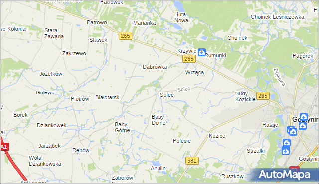 mapa Solec gmina Gostynin, Solec gmina Gostynin na mapie Targeo