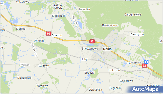 mapa Starczanowo gmina Nekla, Starczanowo gmina Nekla na mapie Targeo