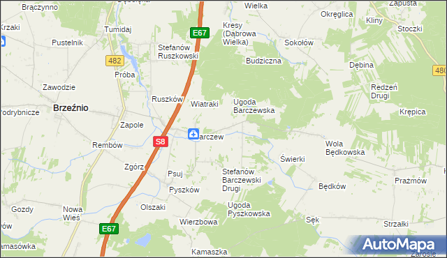 mapa Stefanów Barczewski Pierwszy, Stefanów Barczewski Pierwszy na mapie Targeo