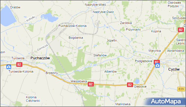 mapa Stefanów gmina Cyców, Stefanów gmina Cyców na mapie Targeo