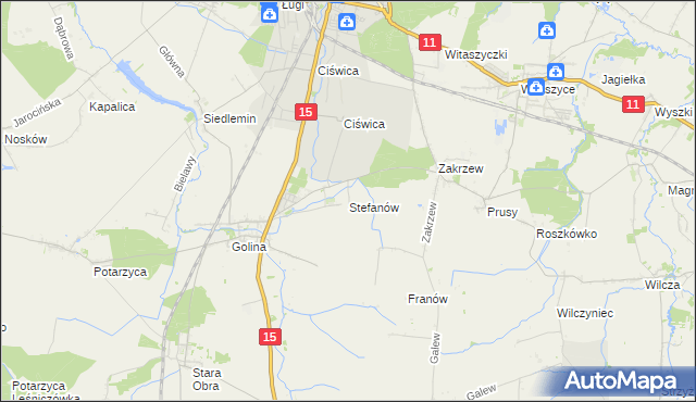 mapa Stefanów gmina Jarocin, Stefanów gmina Jarocin na mapie Targeo