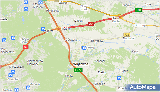 mapa Stefanówka gmina Wiązowna, Stefanówka gmina Wiązowna na mapie Targeo