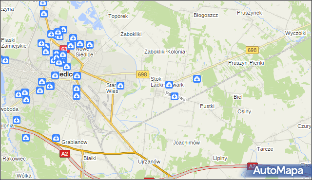 mapa Stok Lacki, Stok Lacki na mapie Targeo