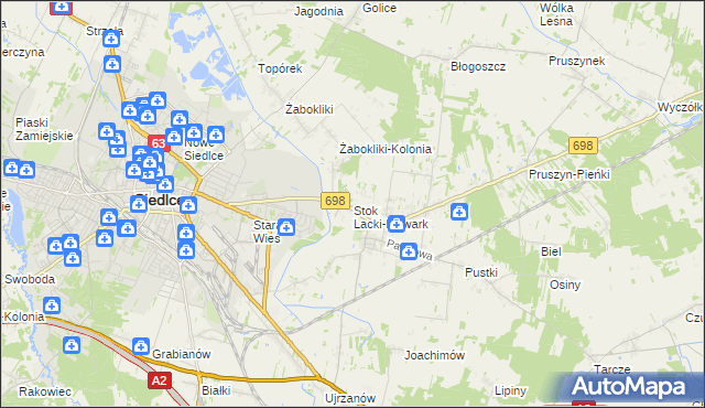 mapa Stok Lacki-Folwark, Stok Lacki-Folwark na mapie Targeo