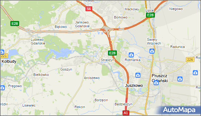 mapa Straszyn, Straszyn na mapie Targeo