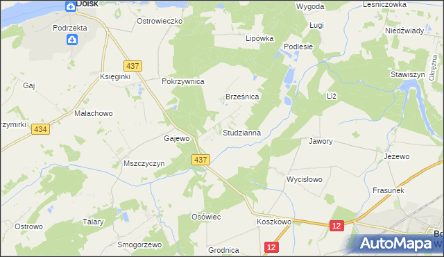 mapa Studzianna gmina Borek Wielkopolski, Studzianna gmina Borek Wielkopolski na mapie Targeo
