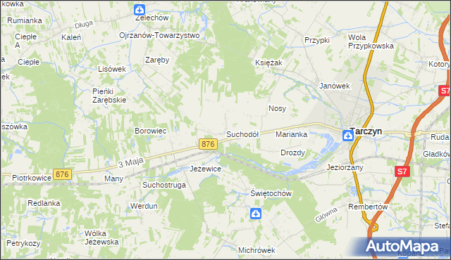 mapa Suchodół gmina Tarczyn, Suchodół gmina Tarczyn na mapie Targeo