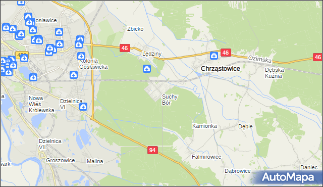 mapa Suchy Bór, Suchy Bór na mapie Targeo