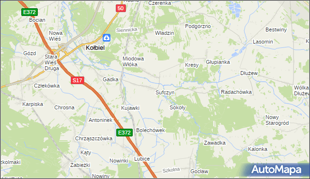 mapa Sufczyn gmina Kołbiel, Sufczyn gmina Kołbiel na mapie Targeo