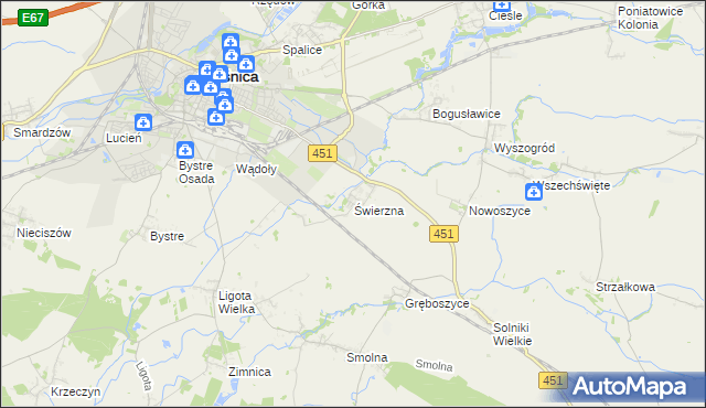mapa Świerzna, Świerzna na mapie Targeo