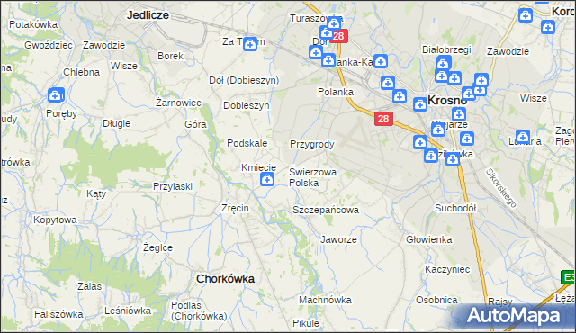 mapa Świerzowa Polska, Świerzowa Polska na mapie Targeo