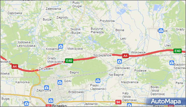 mapa Szczepanów gmina Brzesko, Szczepanów gmina Brzesko na mapie Targeo