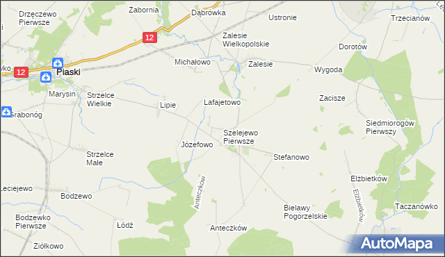 mapa Szelejewo Pierwsze, Szelejewo Pierwsze na mapie Targeo