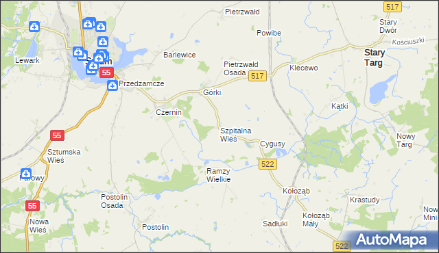 mapa Szpitalna Wieś, Szpitalna Wieś na mapie Targeo