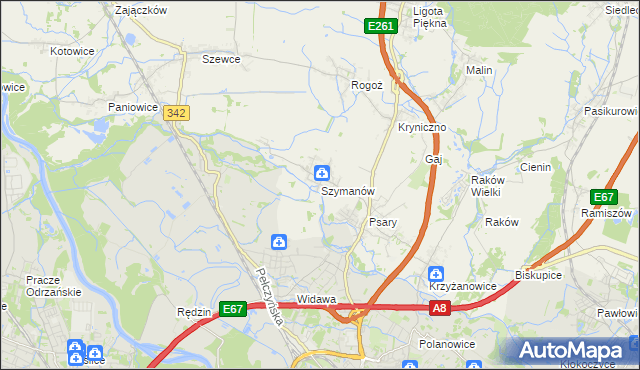 mapa Szymanów gmina Wisznia Mała, Szymanów gmina Wisznia Mała na mapie Targeo