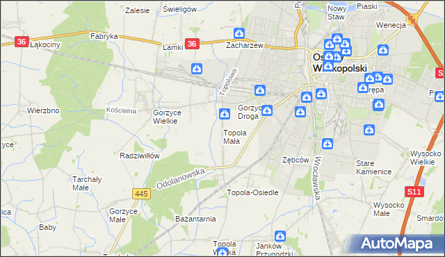 mapa Topola Mała, Topola Mała na mapie Targeo