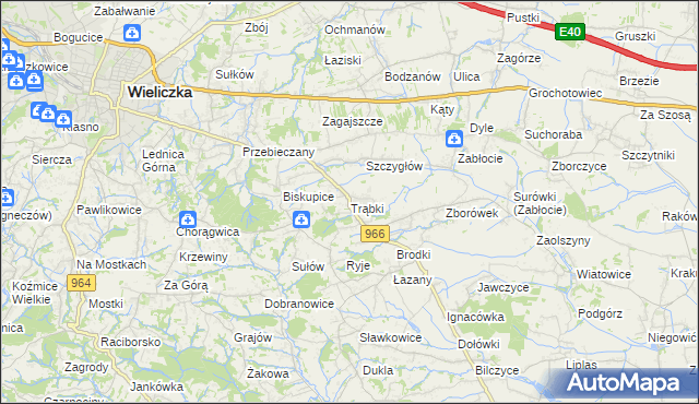 mapa Trąbki gmina Biskupice, Trąbki gmina Biskupice na mapie Targeo