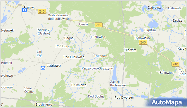 mapa Trutnowo gmina Lubiewo, Trutnowo gmina Lubiewo na mapie Targeo