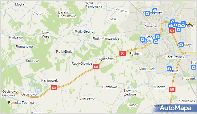 mapa Ujazdówek gmina Ciechanów, Ujazdówek gmina Ciechanów na mapie Targeo