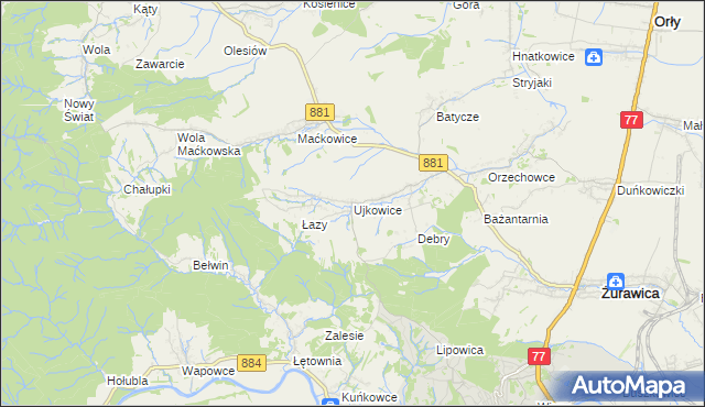 mapa Ujkowice, Ujkowice na mapie Targeo