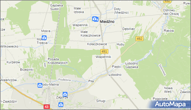 mapa Wapiennik gmina Kłobuck, Wapiennik gmina Kłobuck na mapie Targeo