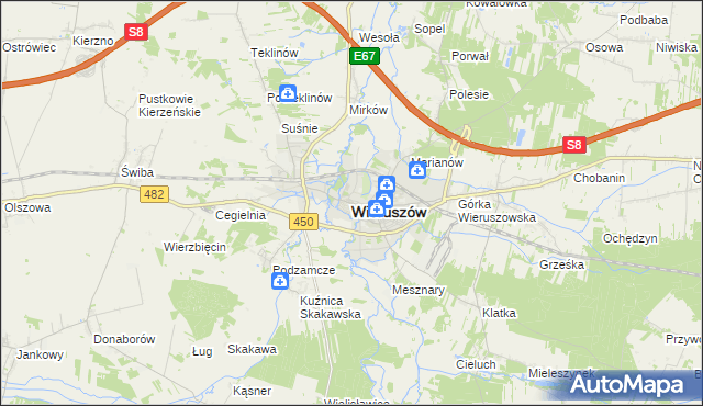 mapa Wieruszów, Wieruszów na mapie Targeo