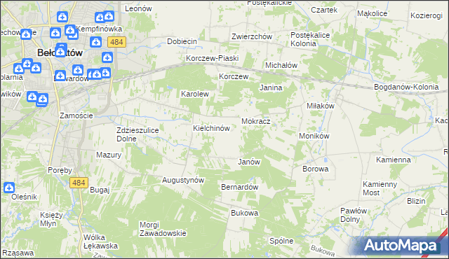 mapa Wiktorów gmina Bełchatów, Wiktorów gmina Bełchatów na mapie Targeo