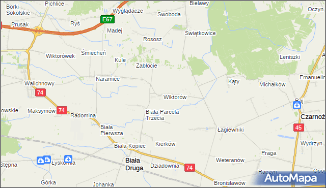 mapa Wiktorów gmina Biała, Wiktorów gmina Biała na mapie Targeo