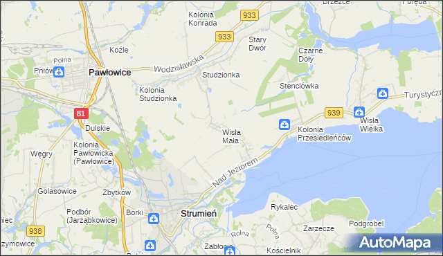 mapa Wisła Mała, Wisła Mała na mapie Targeo