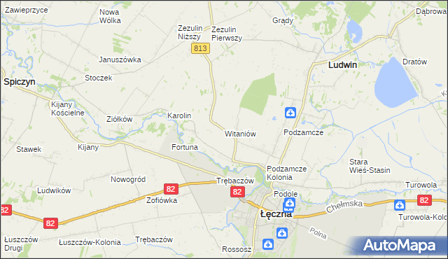 mapa Witaniów, Witaniów na mapie Targeo