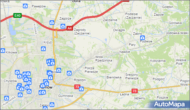 mapa Wola Rzędzińska, Wola Rzędzińska na mapie Targeo