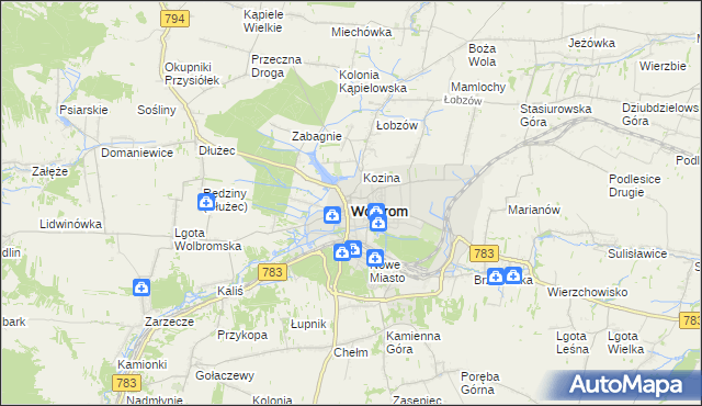 mapa Wolbrom, Wolbrom na mapie Targeo