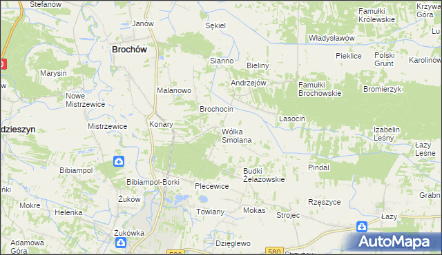 mapa Wólka Smolana gmina Brochów, Wólka Smolana gmina Brochów na mapie Targeo