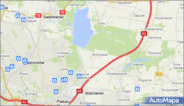 mapa Wymysłów gmina Bobrowniki, Wymysłów gmina Bobrowniki na mapie Targeo