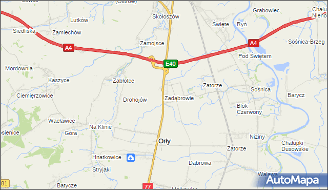 mapa Zadąbrowie gmina Orły, Zadąbrowie gmina Orły na mapie Targeo
