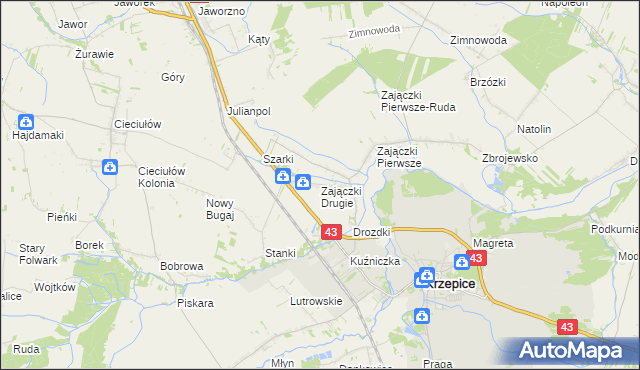 mapa Zajączki Drugie, Zajączki Drugie na mapie Targeo