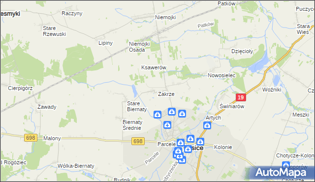 mapa Zakrze gmina Łosice, Zakrze gmina Łosice na mapie Targeo
