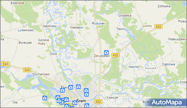 mapa Zbrudzewo, Zbrudzewo na mapie Targeo