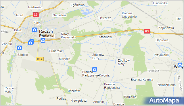 mapa Zbulitów Duży, Zbulitów Duży na mapie Targeo