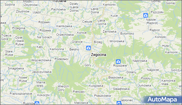 mapa Żegocina, Żegocina na mapie Targeo