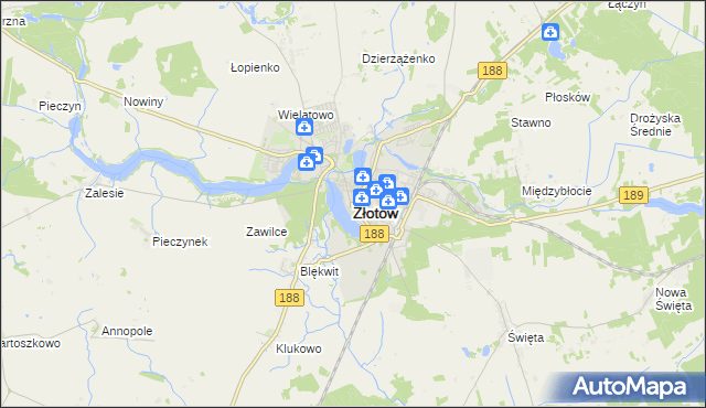 mapa Złotów, Złotów na mapie Targeo