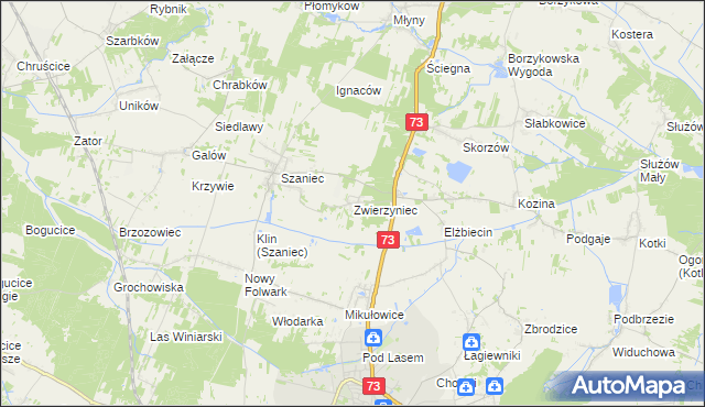 mapa Zwierzyniec gmina Busko-Zdrój, Zwierzyniec gmina Busko-Zdrój na mapie Targeo