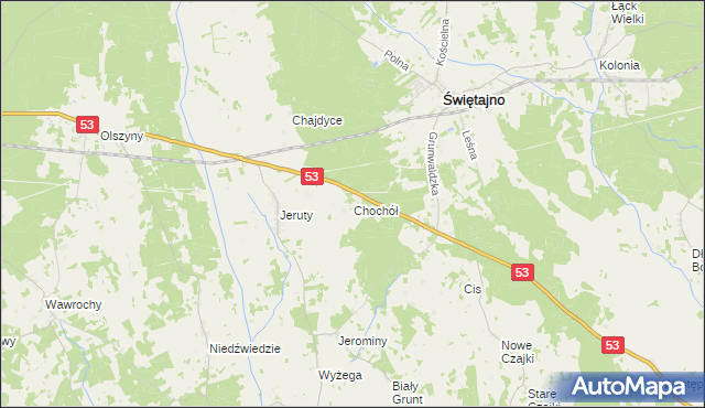 mapa Chochół gmina Świętajno, Chochół gmina Świętajno na mapie Targeo