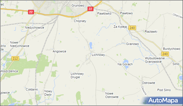 mapa Lichnowy gmina Chojnice, Lichnowy gmina Chojnice na mapie Targeo
