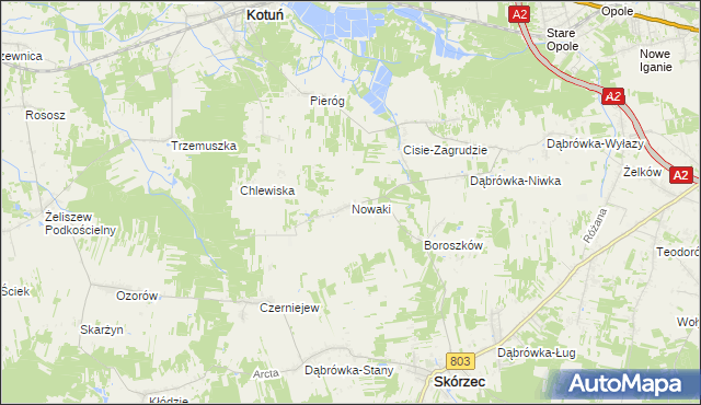 mapa Nowaki gmina Skórzec, Nowaki gmina Skórzec na mapie Targeo