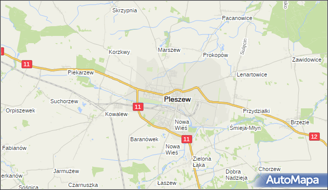 mapa Pleszew, Pleszew na mapie Targeo