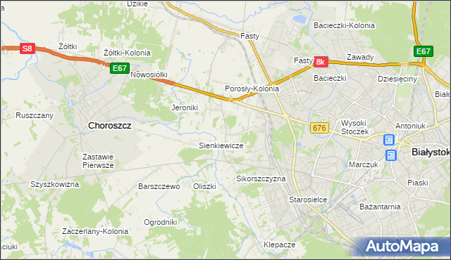 mapa Porosły, Porosły na mapie Targeo