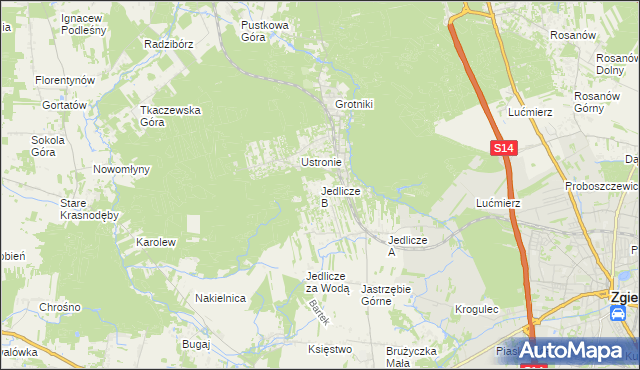 mapa Jedlicze B, Jedlicze B na mapie Targeo