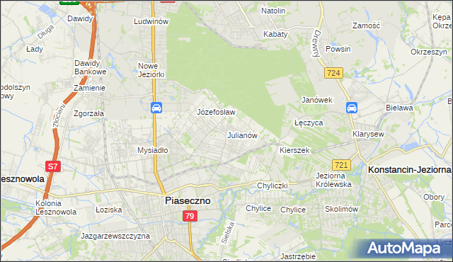 mapa Julianów gmina Piaseczno, Julianów gmina Piaseczno na mapie Targeo