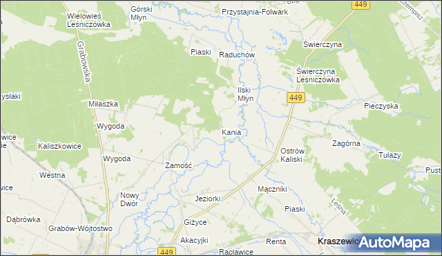 mapa Kania gmina Sieroszewice, Kania gmina Sieroszewice na mapie Targeo